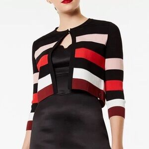 Karen Millen Bold Striped Cardigan Cropped Size XS